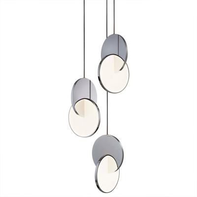 China Luxury Simple Luminous Double Disc Chandelier Pendant Light for Dining Room Bar Living Room Background Wall Staircase for sale