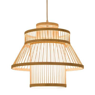 China Best Quality Farmhouse Decoration Modern Bamboo Rattan Shade Chandelier Pendant Light For Dining Room Hotel for sale