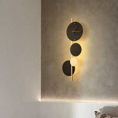 China Nordic Fashion Creative Home Minimalist Modern Luxury Modern Wall Clock Hanging Wall Clock Light Living Room Decorative Wall Lamp for sale