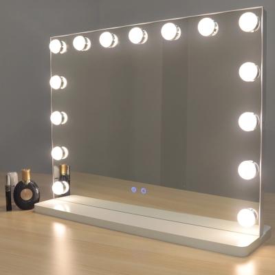 China Modern USB Beauty Room Dressing Bulbs Light Up Front Lighted Vanity Mirror 14/15/18 LED Hollywood Vanity Mirror Bulbs Makeup Mirror for sale