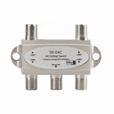 China Steel 4 In 1 4 x 1 DiSEqc Broadband 4 Way Switch DS-04C High Isolation Connect 4 Satellite Dish 4 LNB For Satellite Receiver for sale