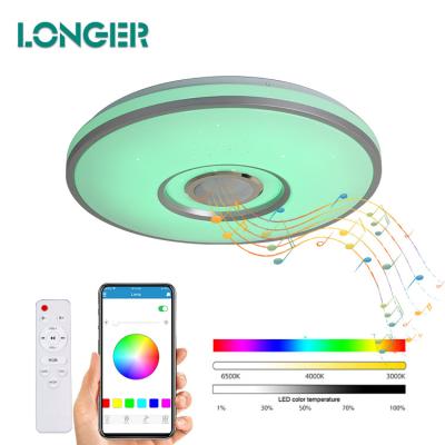 China Surface Mounted Top Smart App Control Music Speaker LED Remote Control Fashion RGB Led Ceiling Light for sale