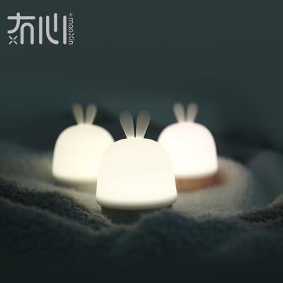 China New Product Soft Cute Rabbit Design Soft Maoxin Silicone Silica Gel USB Lamp Desk Lamp With Left USB Charging Wholesale for sale