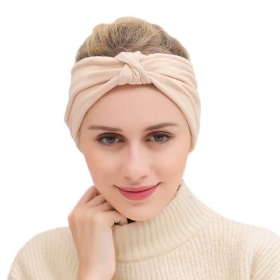 China Sports Hair Accessories Knitted Cotton Fabric Knotted Elastic Turban Yoga Sports Headband for sale