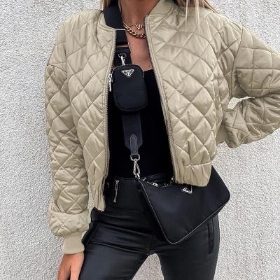 China Anti-wrinkle Lingge Jacket Padded New Coat 2021 Fashion Thickened Zipper Jacket For Women for sale