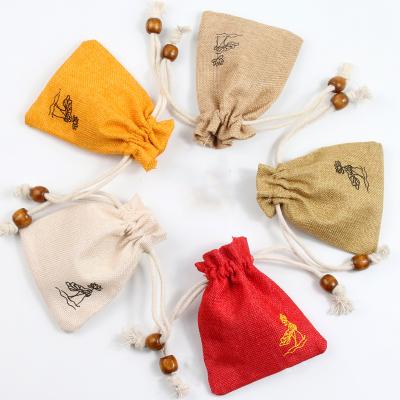 China Wholesale Custom PUNCH Logo Printed Pouch Bag Candy Gift Drawstring Jute Bag for sale