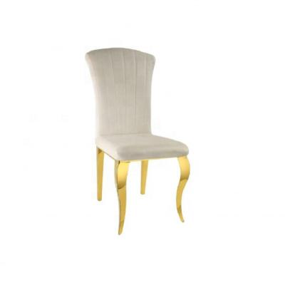 China 2022 Special Style Stainless Steel Furniture White Color Modern Steel Wedding Banquet Chairs for sale