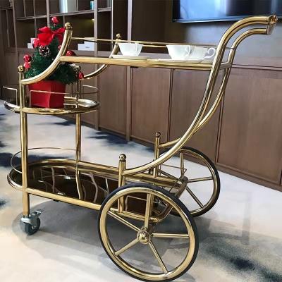 China Qingtianhao 2022 Adjustable Modern Commercial Wine Restaurant Stainless Steel Mobile Food Delivery Home Hotel Use Wine Cart Furniture for sale