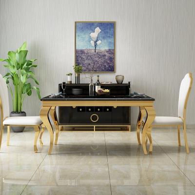 China Modern Marble Dining Table 6 Seater DT002-3 From Foshan Factory Stainless Steel Royal Furniture Modern Dining Table for sale