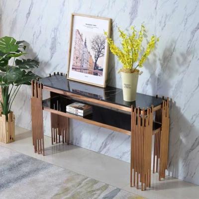 China Modern Simple Style Adjustable Console Legs Stainless Steel Gold Table Customized Design White/Black(Other) Marble Top Side Table For Home for sale