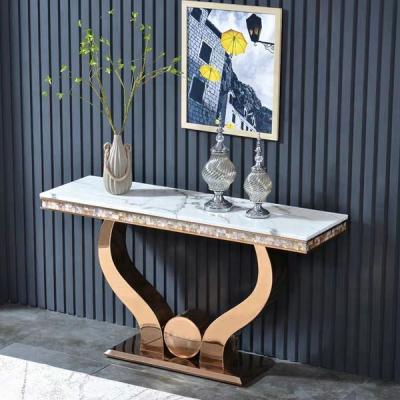 China New Arrival Adjustable SS Home Furniture (Other) Entry Hall Console Table With Marble Top For Living Room for sale