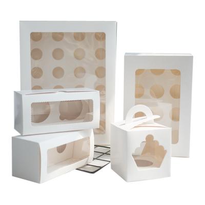 China Food Grade White Cake Cardboard Box Trays With Window Hole Holders Insert for sale