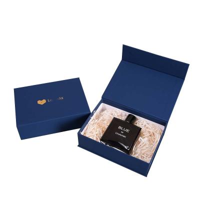 China Navy Blue Custom Luxury Cosmetic Packaging  Gift Boxes For Perfume Glass Bottle for sale