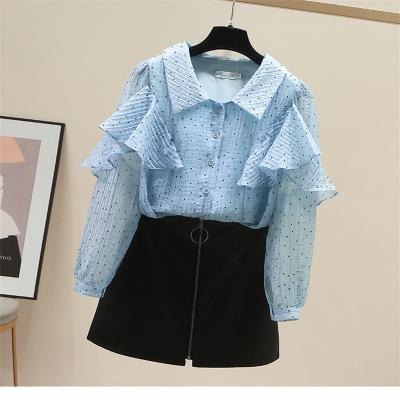 China Breathable Sexy Design Long Sleeve Shirt Fashion Color Nudity Chiffon Dot Women S Top Blouse For Girls Casual Shirt Clothing High Quantity for sale