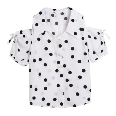 China Autumn Simple Office Lady Blouse Big Dot Big Yard Breathable White Spring Female Shirt Bow Tops Sheath Long Korean Casual 6xl 5xl 4xl 3xl for sale