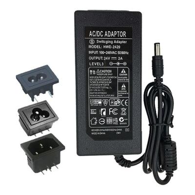 China Wholesale Black 24v2a Power Adapter Long Life High Efficiency And High Reliability New Product 24v2a Led Light Desktop Power Adapter For Charging Equipment for sale