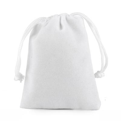 China Recyclable White Color Velvet Drawstring Pouch Jewelery Bag Weekend New Year Birthday Christmas Wedding Party Gift Pouch Bag for sale