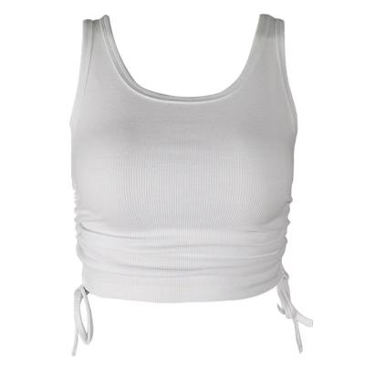 China 2021 Summer New Women's Breathable Fashion Trend Pleated Rib Top Drawstring Slim Tank Top for sale