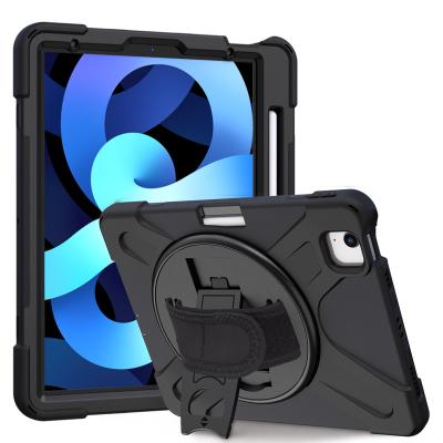 China 2020 10.9 Inch Rugged Tablet Cover 360 Rotations Heavy Duty Hybrid Kickstand Shockproof Silicone Strap For iPad Air 4 Case for sale