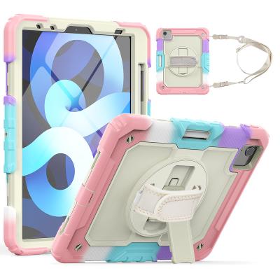 China 360 Protection 360 Rotating Hand Strap With Anti Shoulder Fall Silicone 10.9 Inch Kids Tablet Covers For iPad Air 4 Rugged Bumper Case for sale