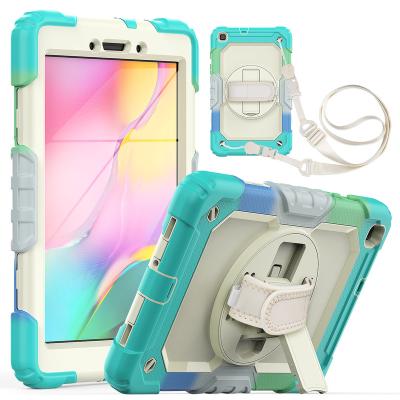 China 360 Protection 360 Degree Rotating Kickstand Full Body Pad Hand Strap Tablet PC Cover For Samsung Tab A 8.0 T290 T295 Rugged Cases for sale