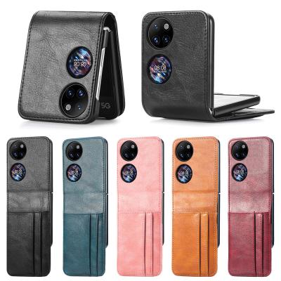 China Anti Fall Shockproof Mobile Phone Bags With Card Slots PU Pocket Luxury Folding Leather Case For Huawei P50 for sale