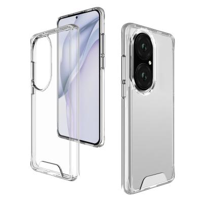 China Shockproof Shockproof Bumper With Metal Volume Buttons Clear Hard Acrylic Cell Phone Back Cover For Huawei P50 Pro Clear Case for sale