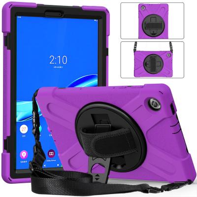 China Full Body Shockproof Protection Kickstand Strap Hand Rotation Silicone 360 ​​Rugged Tablet Cover For Amazon Kindle Fire HD 10 Case 2021 for sale