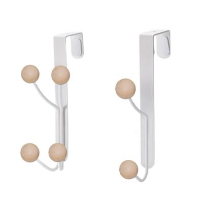 China Modern New Arrival Double Hanger Hooks Clothes Coat Rack Wooden Ball Hooks Over The Door Hook for sale