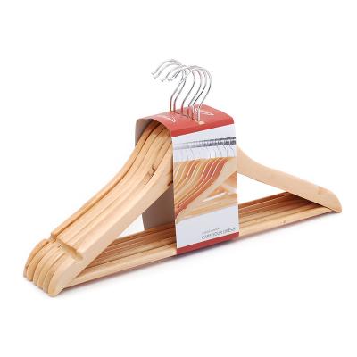 China 6-PACK Modern Promotional Wholesale Natural Color Hangers For Clothes Shirts Coat for sale