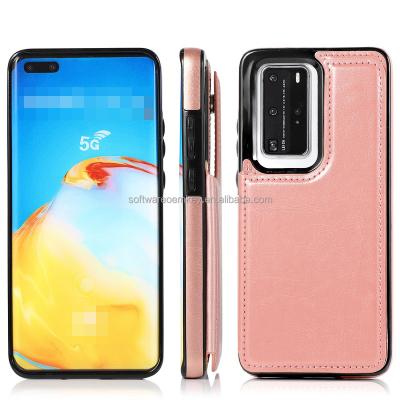 China Shockproof Solid Dual Button Multiple Viewing Angles Case For Huawei P30 P40 Pro Kickstand Card Slot Shockproof Cover For P30 P40 Lite for sale