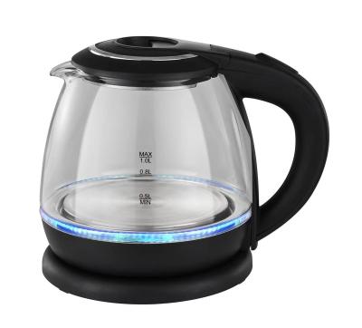 China China-Wholesale 360 ​​degree rotation basic appearance delicate marado 1500w black lead glass body mini low wattage 1.0L electric kettles for sale