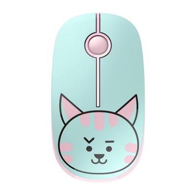 China Slim Smooth Navigation 2.4G Wireless Mouse with Nano Receiver Less Noise Portable for PC Laptop Cat Wireless Optical Mice Cute for sale