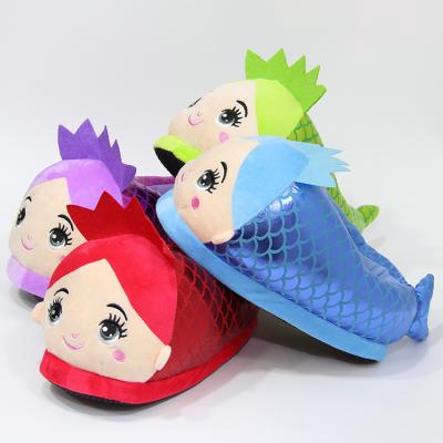 China Comfort Newcomers Kids Home Warm Plush Mermaid Plush Winter Cotton Slipper Stuffed Animal Toy for sale