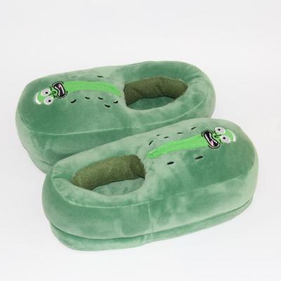 China Home Warm Plush Comfort Stuffed Cucumber Plush Winter Cotton Slipper Stuffed Animal Toy for sale