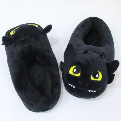 China 2021 Halloween Movie Plush Winter Cotton Slipper Stuffed Animal Toy Dragon Knight Black Dragon Home Warm Plush Comfort for sale