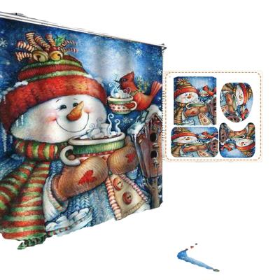 China Viable Christmas Cartoon Printing Wholesale Custom Flexible Red Famous Shower Curtain Polyester Factory Brand Shower Curtain for sale