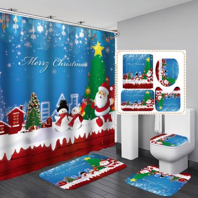 China Sustainable Wholesale Shower Curtains Bathroom Mat With Shower Curtain Polyester Shower Curtain for sale