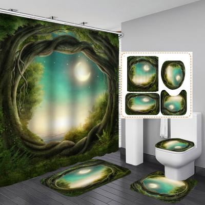 China African American Shower Curtain Factory Wholesale Viable Fancy Flowers Closing Aluminum Music Designer Famous Brands Cloth Button Hole for sale