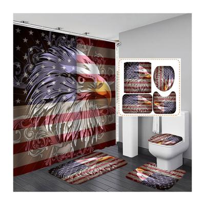 China Viable Eagle Anchor Retro Nostalgic Waterproof Wholesale Polyester Flag Factory Non-Slip Shower Curtain Four-Piece Set for sale