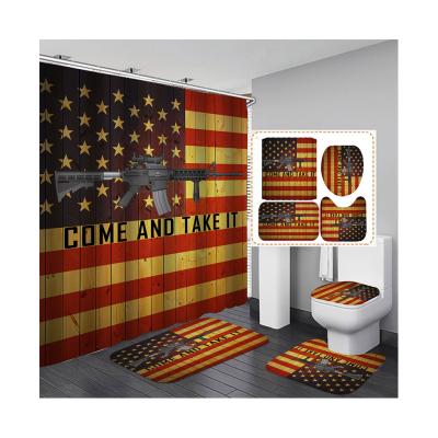 China Retro Viable Factory Wholesale Flag Modern American Eagle Kid Shower Curtain Four-piece Set for sale