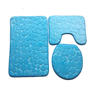 China Wholesale Viable Flannel Shower Mat Kitchen Toilet Floor Rugs Anti-Slip Bath Mats 3 Pcs Sets For Bathroom for sale