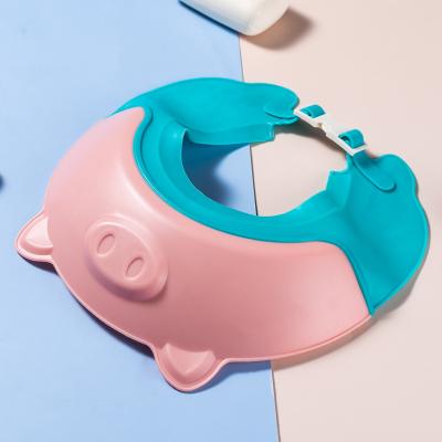 China Lovely Viable Pink Pig Shaped Headwear Silicone Plastic Bath Cap Infant Waterproof Baby Shampoo Shower Hats for sale