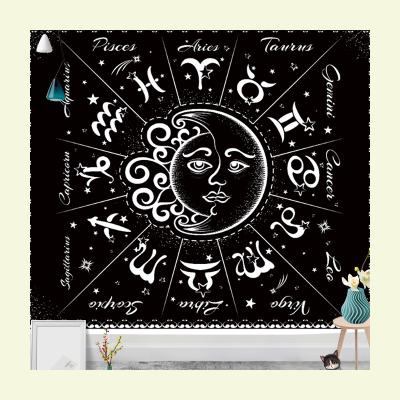 China Simple Hot Sale Custom Black And White Sun And Moon Tapestry Abstract Sun And Moon Tapestry Flat Wall Hanging for sale