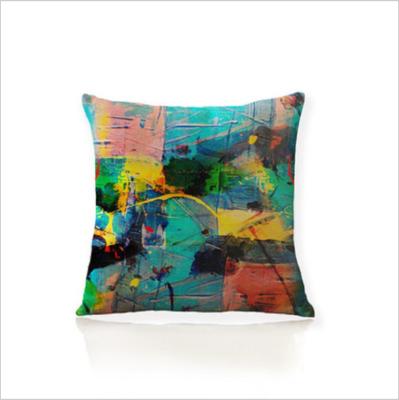 China Portable Cover Sofa Pillow Case Color Oil Painting Pillowcase Wave Tile Decorative Pillowcase 45x45cm for sale