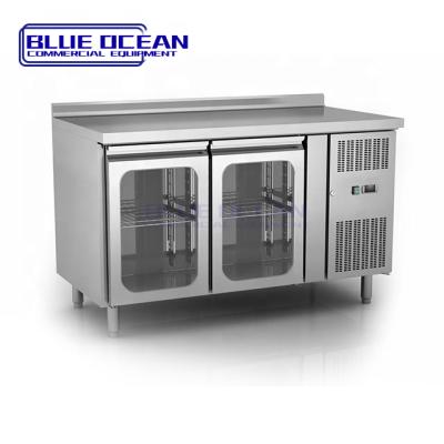 China Single-Temperature Equipment Stainless Steel Serving Countertop Commercial Glass Door Refrigerator Freezer for sale