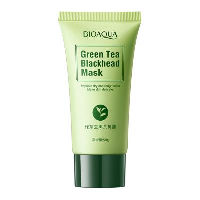 China BIOAQUA Moisturizer Remove Acne Blackhead Nose Mask Green Tea Hydration Peep Clean Tear To Pull Black Face Mask for sale