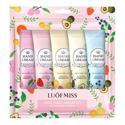 China Wholesale Fruit LUOFMISS Anti Aging Manufacturer Skin Care Moisturizing Nourishing Hand Cream Set 30g*5 for sale