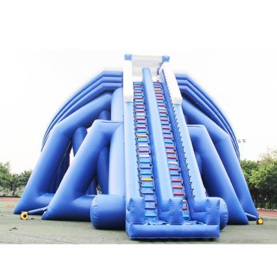 China Blue PVC 0.55mm Inflatable Castle Slide , Family Center Giant Bouncy Slide for sale