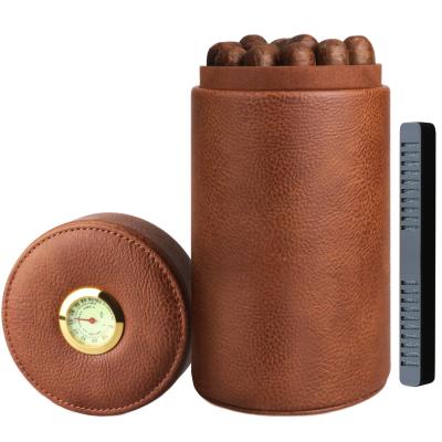 China Luxury Cigar Humidors Portable Travel Cigar Case with Humidor and Hygrometer Leather Wooden Cigar Case for sale